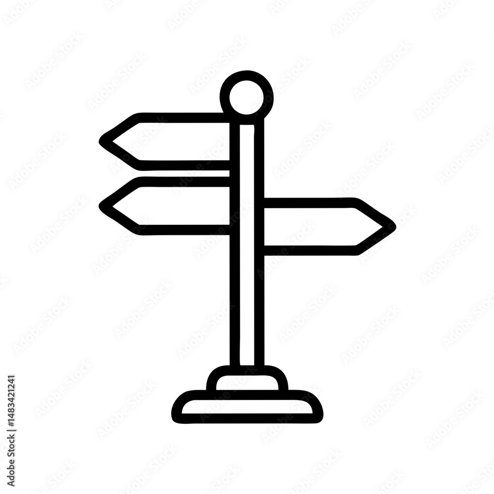 Poster single directional signpost icon representing navigation, wayfinding, and route guidance
