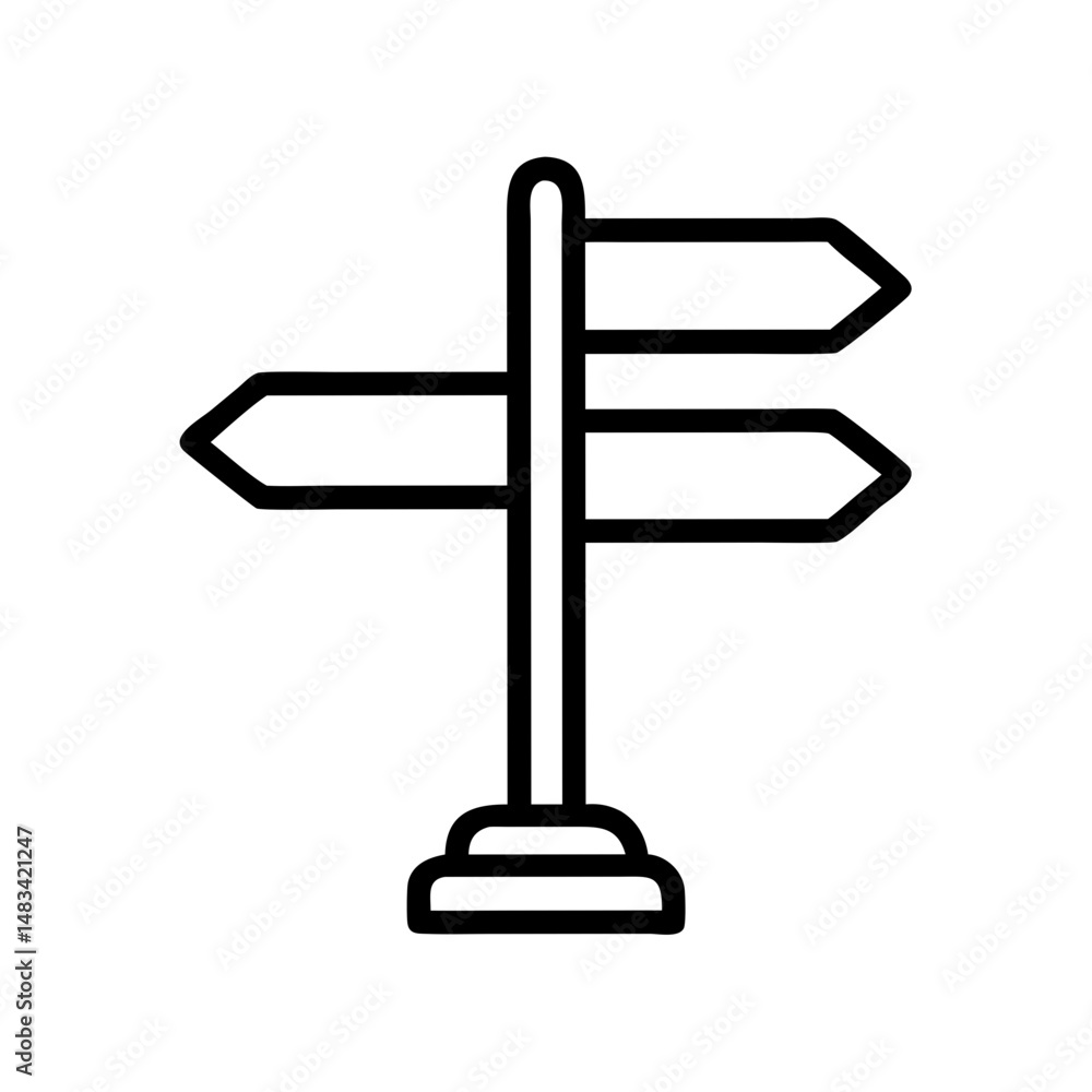 Poster Single Directional Signpost Icon Representing Navigation, Wayfinding, and Route Guidance