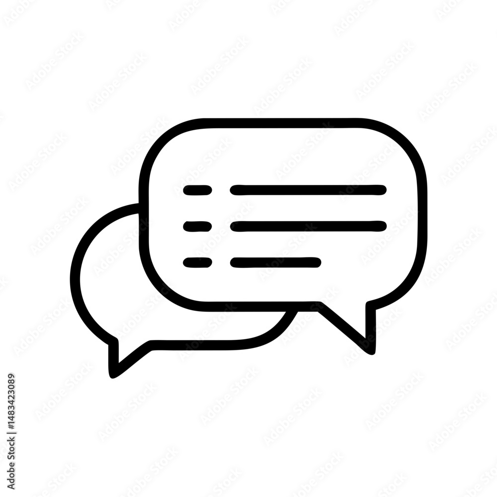 Poster speech bubble message icon representing text chat, communication, and online conversation