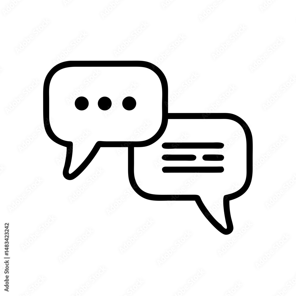 Poster speech bubbles communication icon representing messaging, dialogue, and social interaction