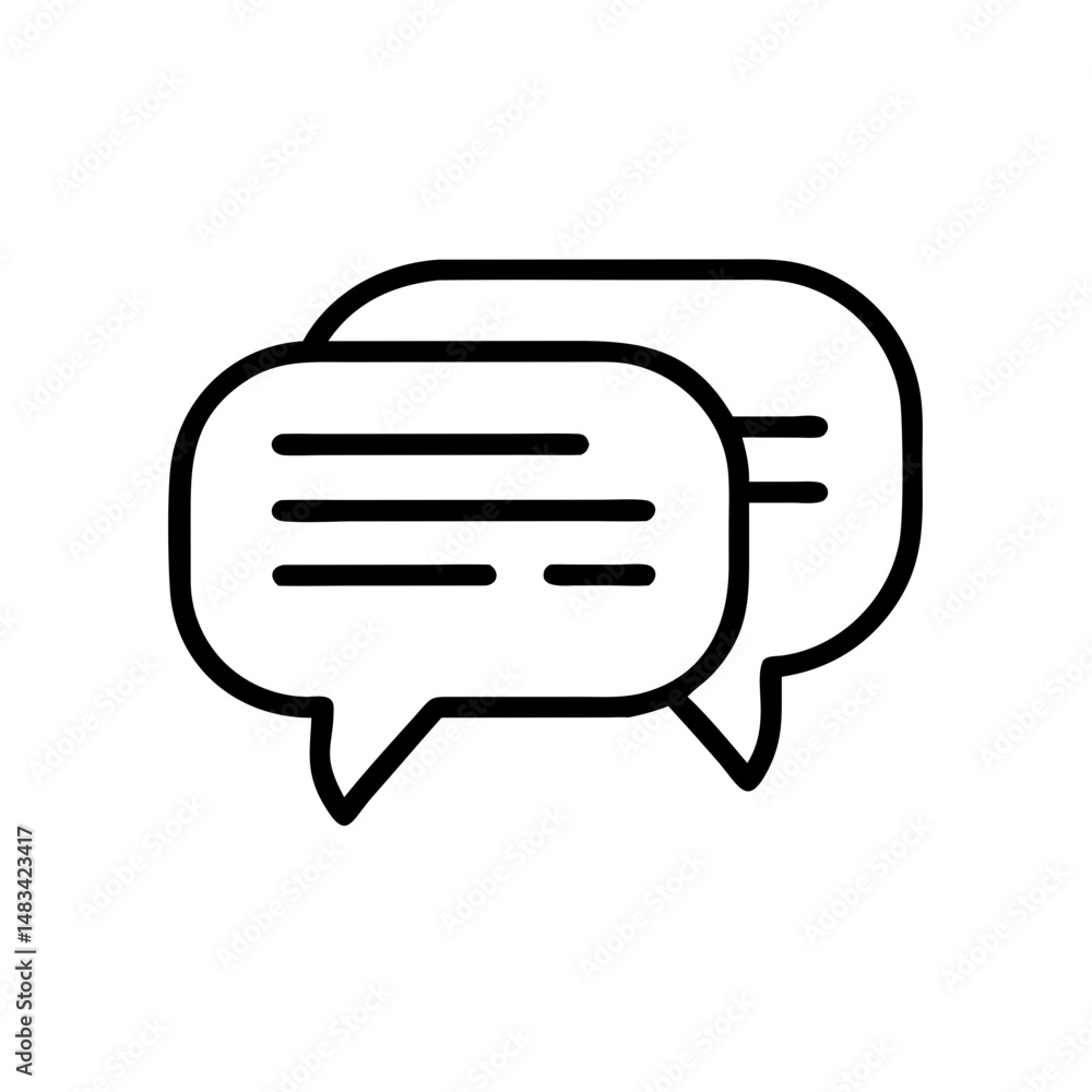 Poster Speech Bubble with Message Lines Icon Representing Communication, Chat, and Text Messaging