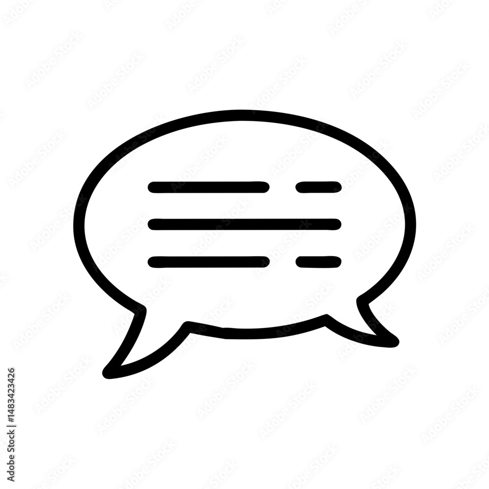 Poster Speech Bubble with Message Lines Icon Representing Communication, Chat, and Text Messaging