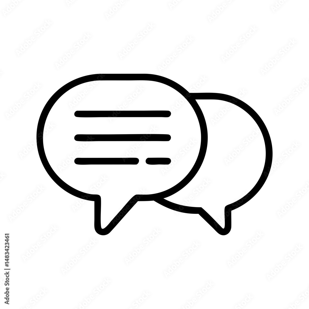 Poster Speech Bubble with Message Lines Icon Representing Communication, Chat, and Text Messaging
