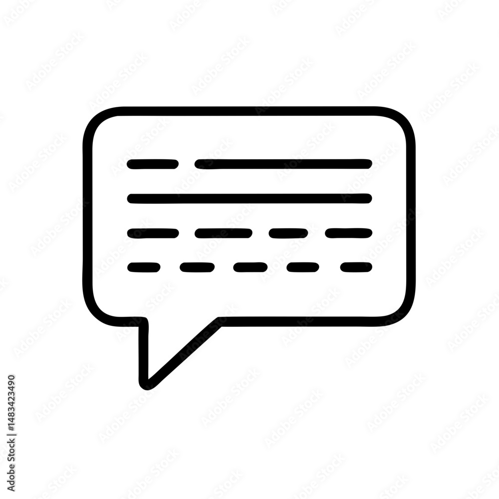 Poster Speech Bubble with Message Lines Icon Representing Communication, Chat, and Text Messaging