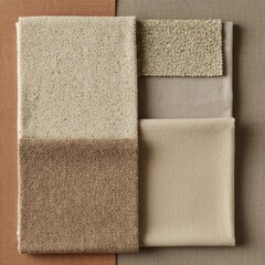 Fototapeta premium Beige Brown Gray Fabric Swatches Texture Samples