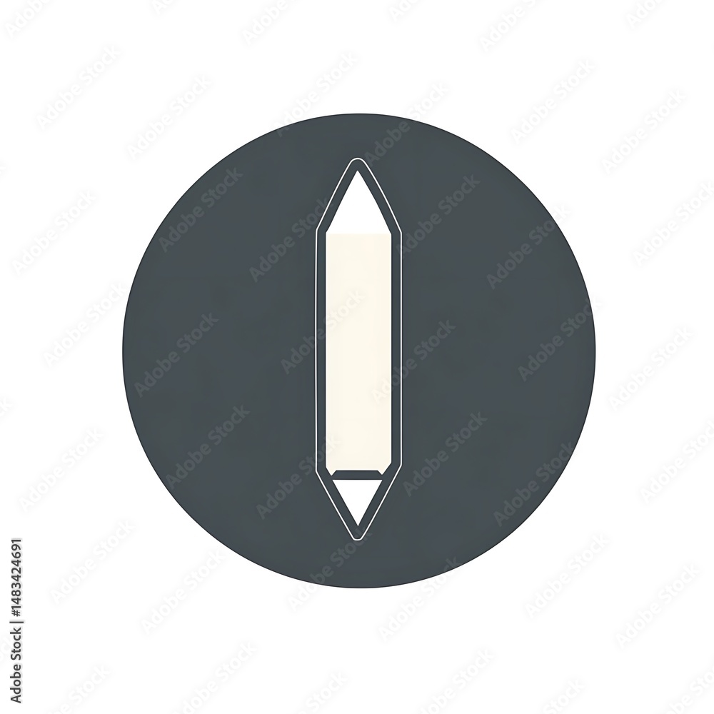 Aufkleber abstract vector graphic depicting a central vertical element within a circular gray background, simp
