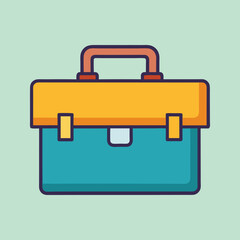 Stylized Toolbox Illustration with Brown Handle and Light Green Background