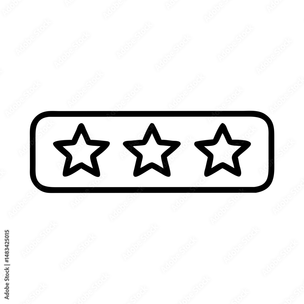 Poster star rating bar icon representing user review metrics, quality evaluation, and performance feedback 