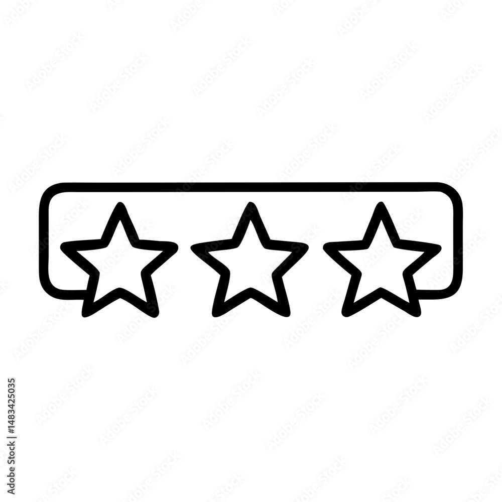 Poster star rating bar icon representing user review metrics, quality evaluation, and performance feedback 