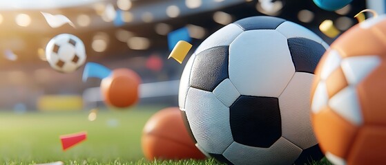 Sport Balls on Grassy Field