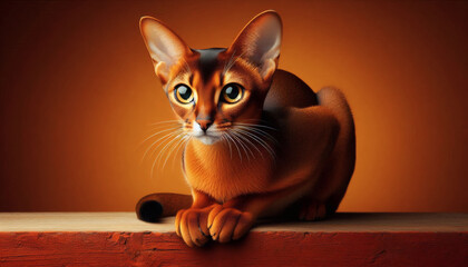 Abyssinian cat burn orange color motif background