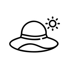 Fototapeta premium Sun Hat Travel Gear Icon Representing Vacation Essentials, Sun Protection, and Outdoor Adventure Accessories