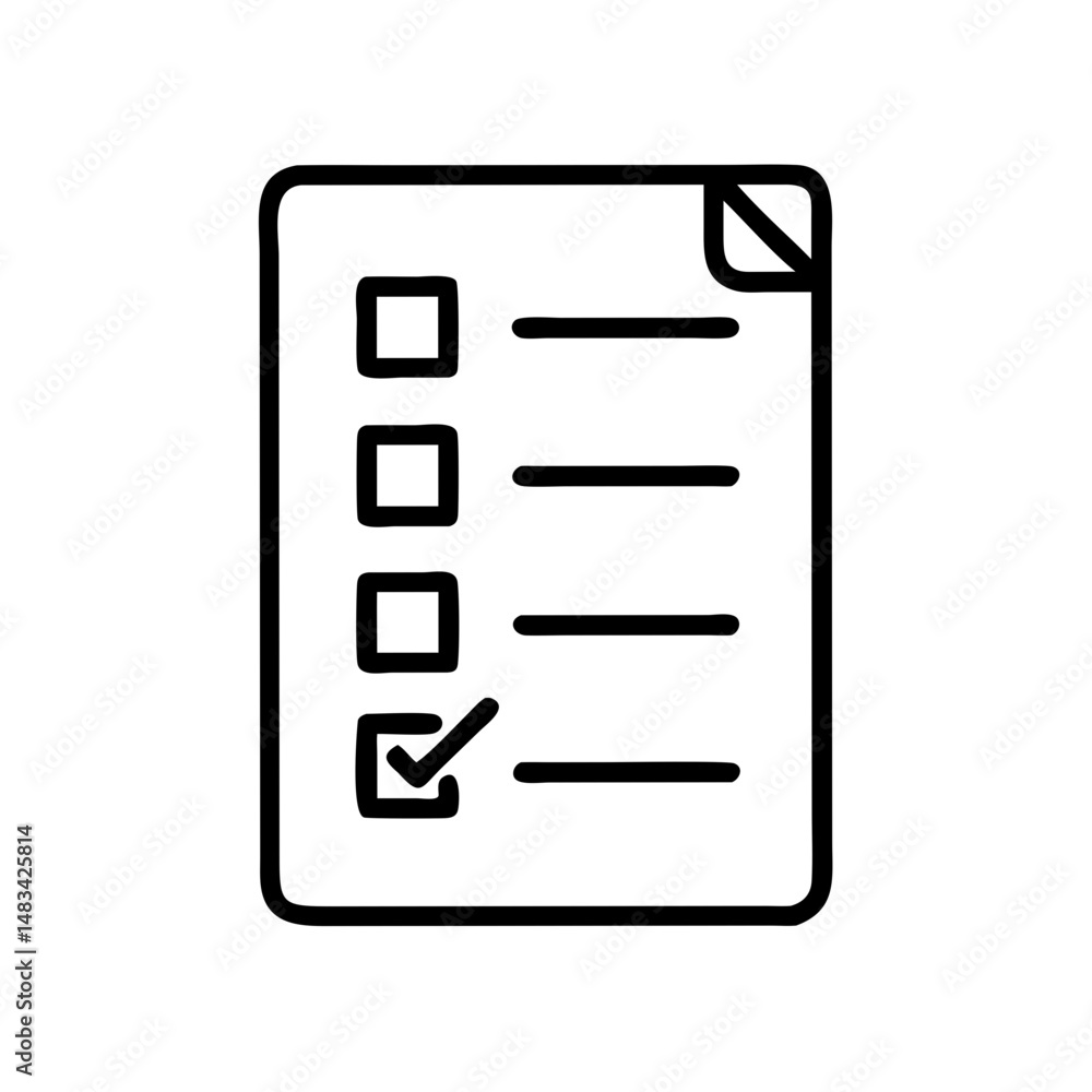Poster survey checkbox list icon representing multiple choice questionnaire, user feedback collection, and 