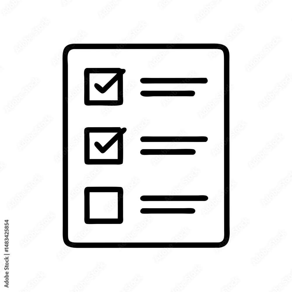 Poster survey checkbox list icon representing multiple choice questionnaire, user feedback collection, and 