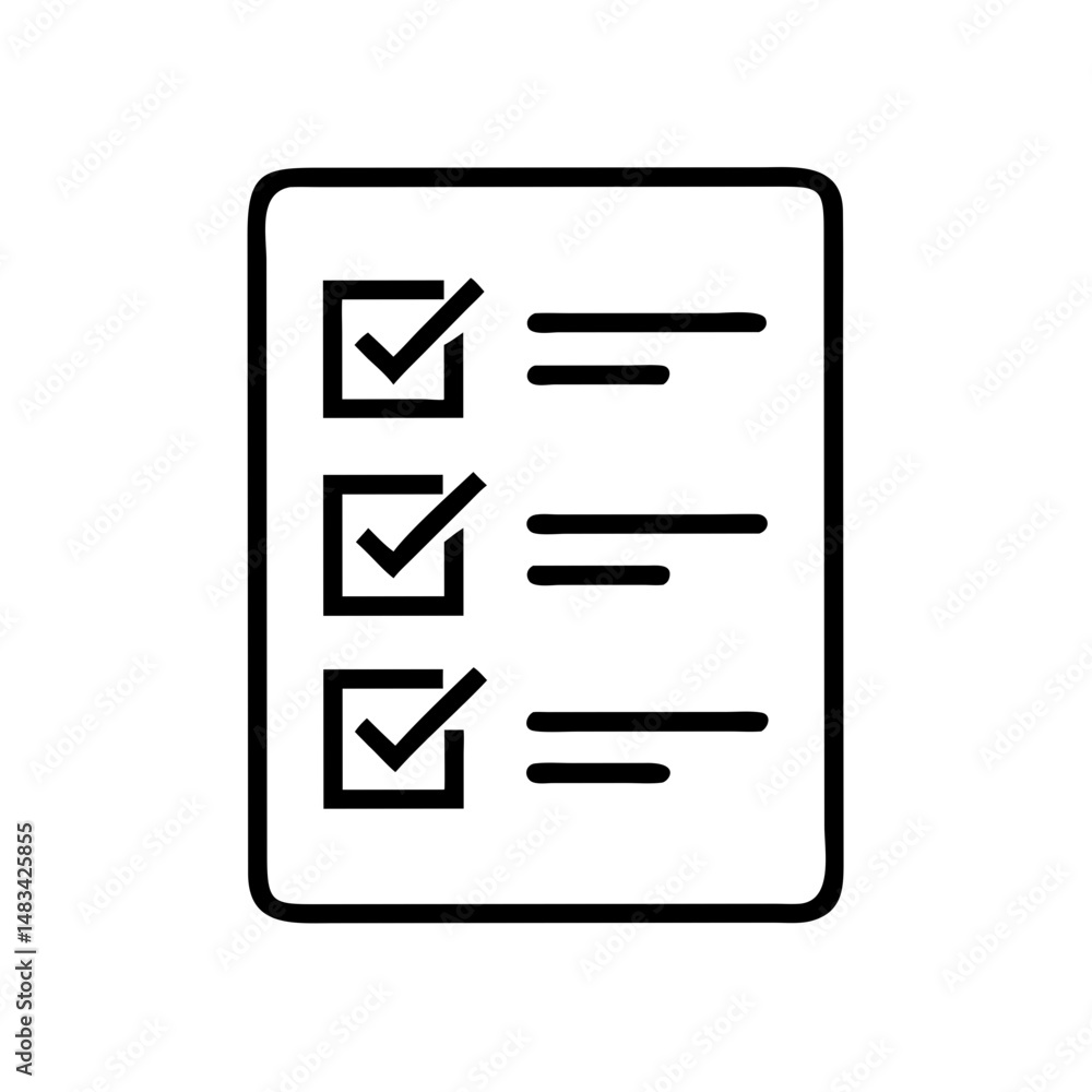 Poster survey checkbox list icon representing multiple choice questionnaire, user feedback collection, and 
