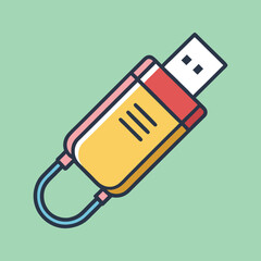 Illustration of a simple USB drive on a light green background