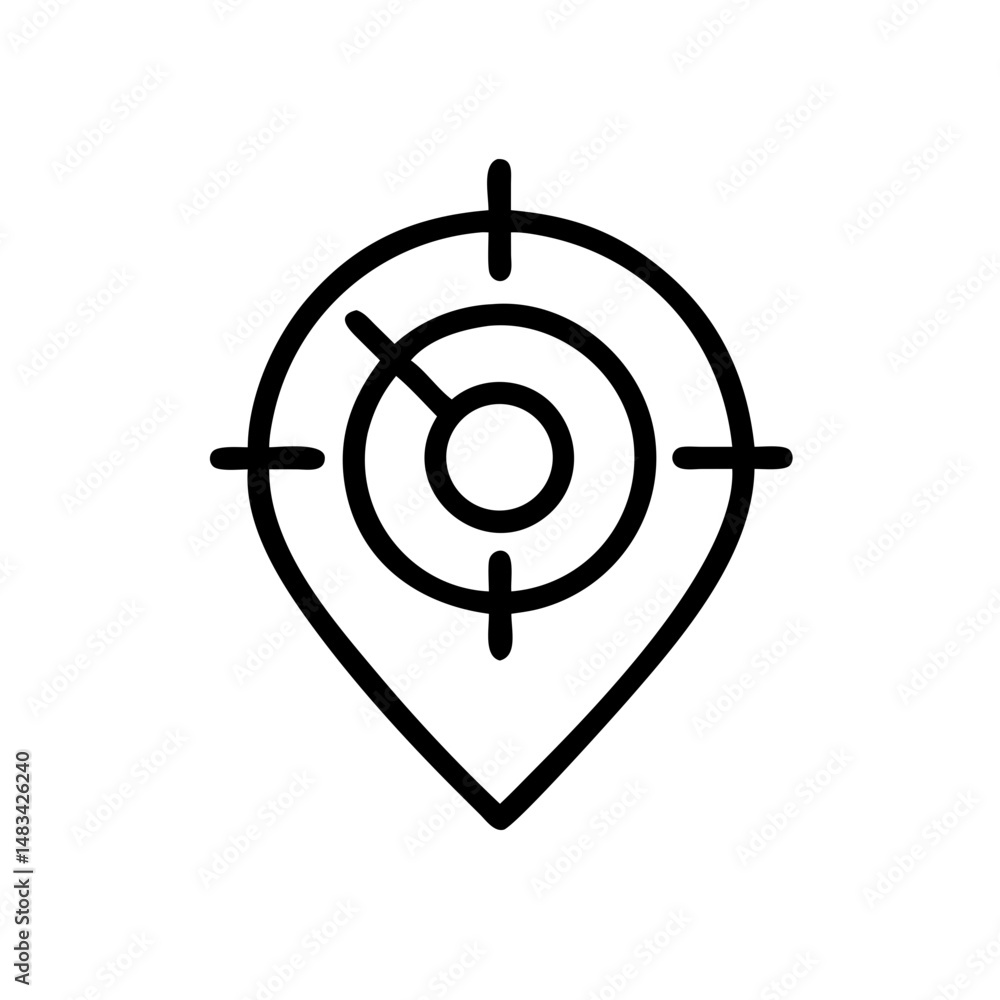 Poster Target Locator with Pin Icon Representing Destination Marking, Location Accuracy, and Navigation Precision