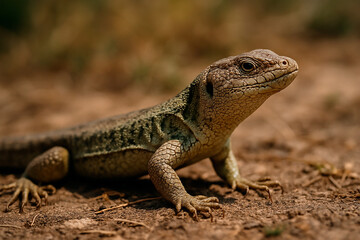 Fototapeta premium Lizard in natural habitat under sunlight