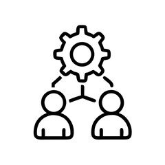 Obraz premium Team Collaboration Gear Icon Representing Integrated Workflow, Teamwork Mechanics, and Cooperative Operations