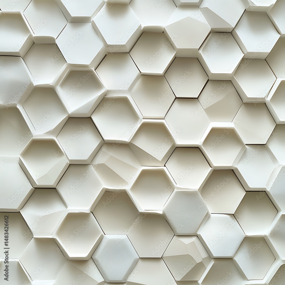 Poster abstract white hexagon pattern: modern geometric texture with unique three-dimensional design and ne