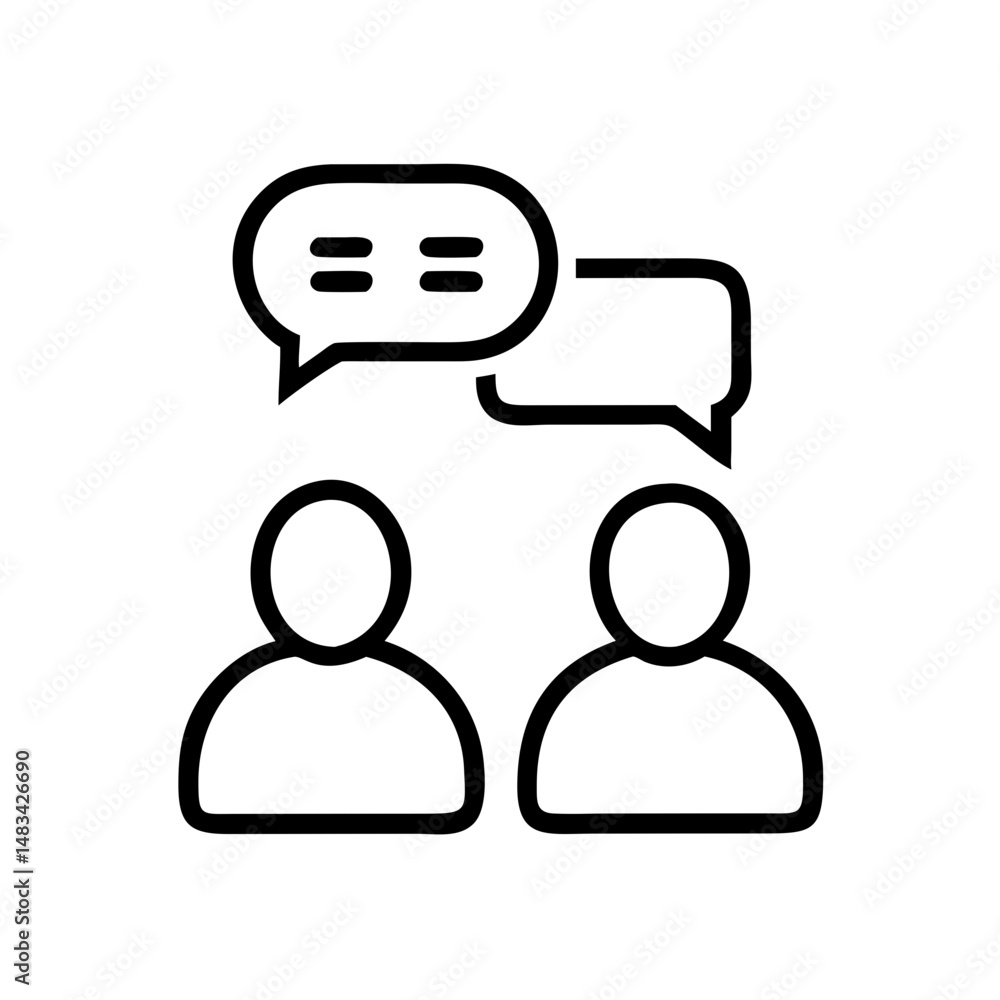Poster Team Communication Icon Representing Collaborative Dialogue, Group Interaction, and Workplace Information Exchange