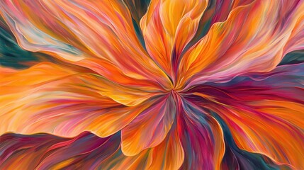 Abstract Floral Burst Vibrant Hues and Swirling Petals