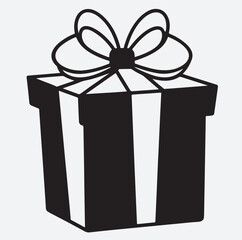 gift box vector illustration, Christmas gift with ribbon silhouette vector art illustration