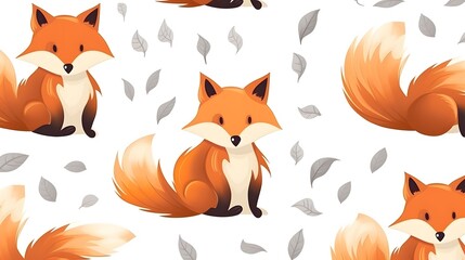 Professional Seamless Pattern with Funny Cartoon Foxes for Creative Designs