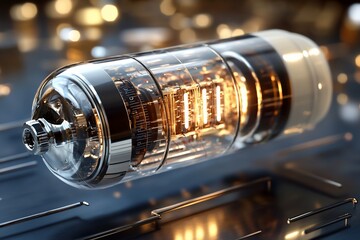 Vintage vacuum tube glowing inside