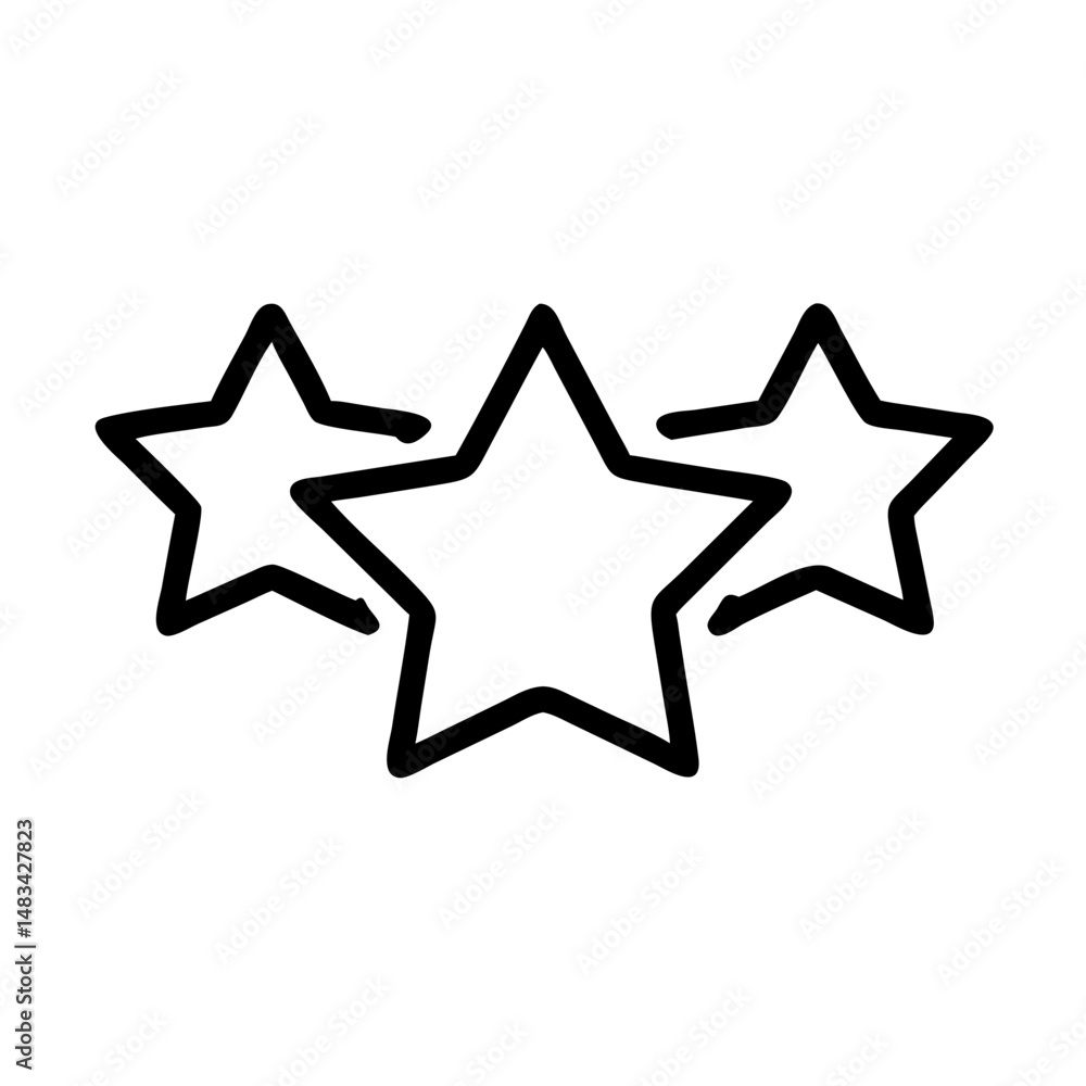 Poster three stars rating icon representing average feedback, moderate quality, and user evaluation score