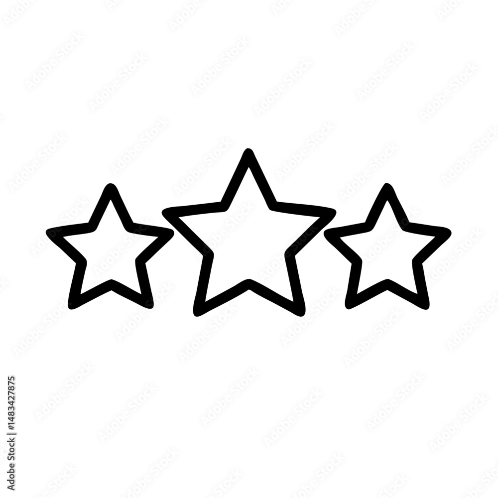 Poster three stars rating icon representing average feedback, moderate quality, and user evaluation score