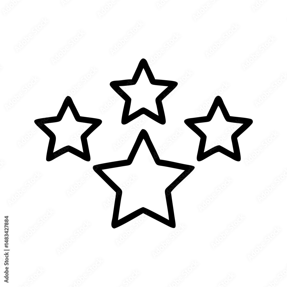 Poster Three Stars Rating Icon Representing Average Feedback, Moderate Quality, and User Evaluation Score