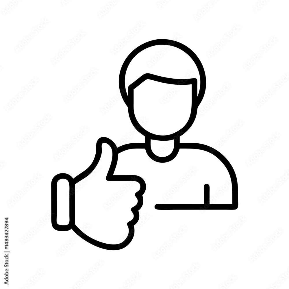 Aufkleber thumbs down user icon representing negative feedback, disapproval response, and user rating interact