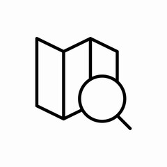 Map search magnifying glass icon vector sign