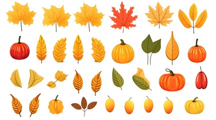 Obraz premium Professional Set of Autumn Icons Cartoon Vector Illustration Isolated on White Background