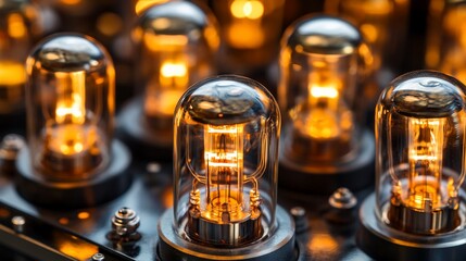 Vintage vacuum tubes glow warmly