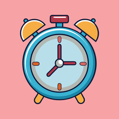 Cartoon depiction of a classic alarm clock set to approximately seven o'clock