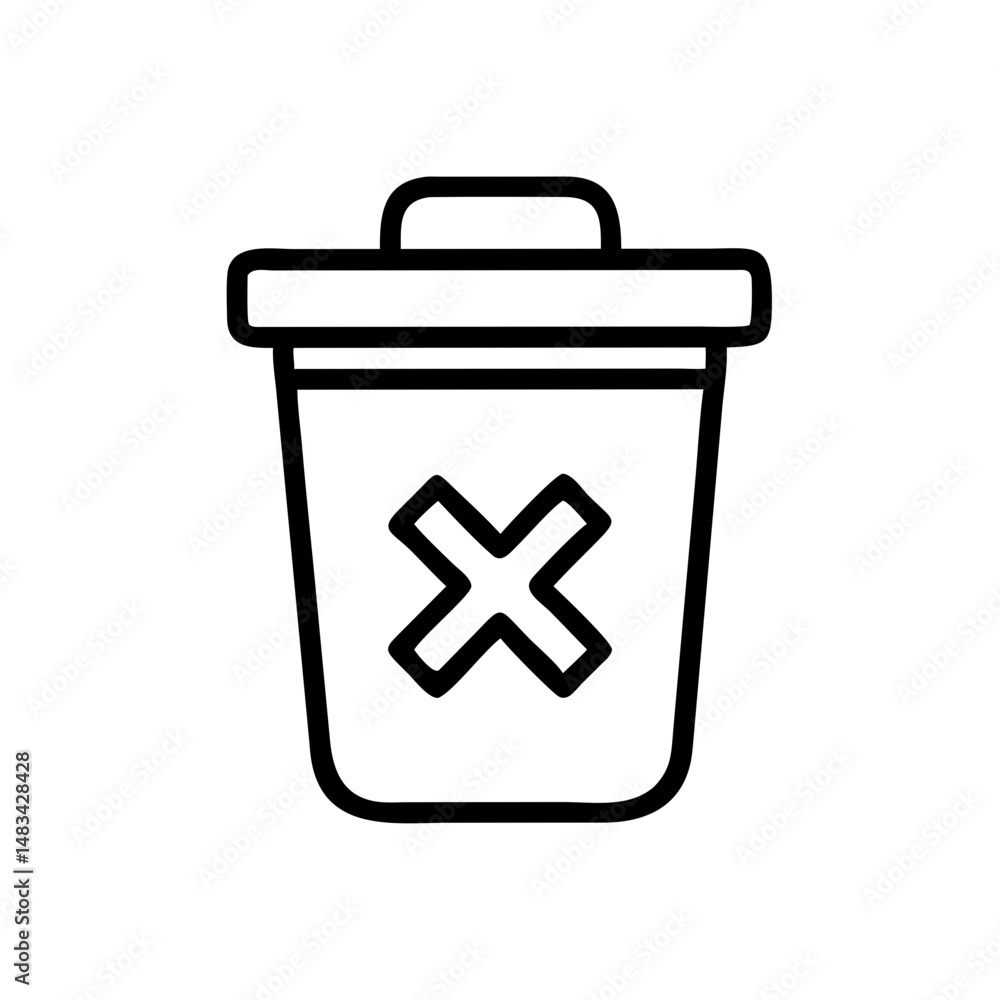 Poster Trash Can Delete Icon Representing Data Removal, File Deletion, and Digital Cleanup Functionality