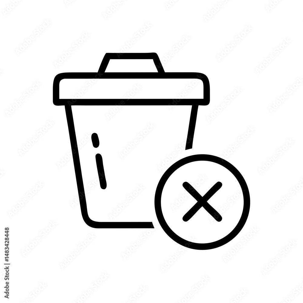 Poster Trash Can Delete Icon Representing Data Removal, File Deletion, and Digital Cleanup Functionality