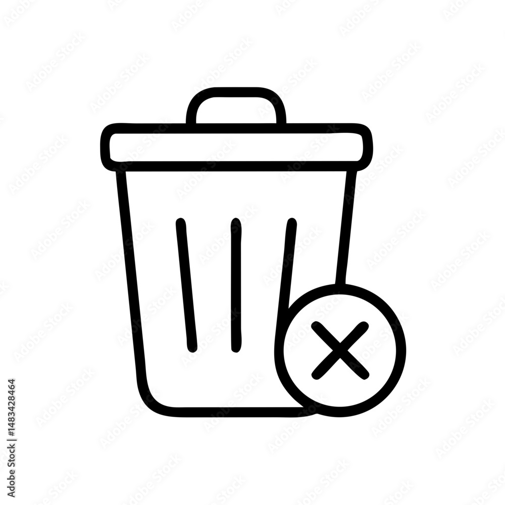 Poster trash can delete icon representing data removal, file deletion, and digital cleanup functionality
