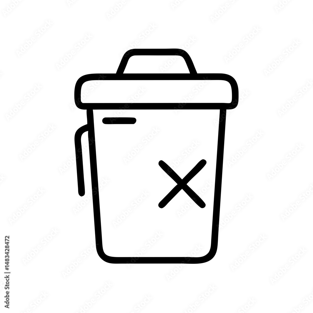 Poster Trash Can Delete Icon Representing Data Removal, File Deletion, and Digital Cleanup Functionality
