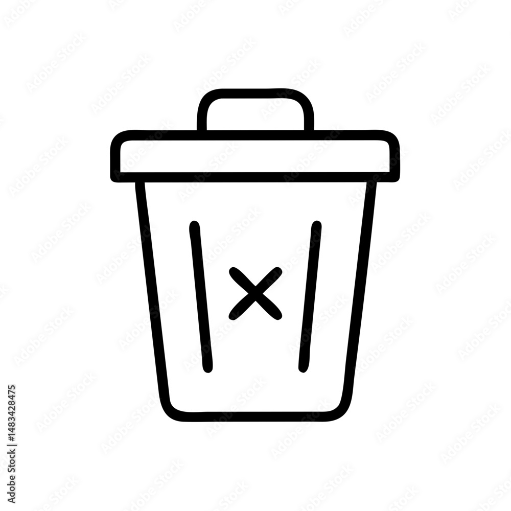 Poster Trash Can Delete Icon Representing Data Removal, File Deletion, and Digital Cleanup Functionality