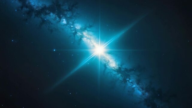 Outer space scene featuring Sirius star, the blue giant closest to the Sun, isolated on a black background.
