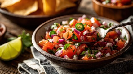 Authentic Mexican salsa with tortilla chips - Food photography