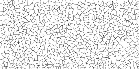 A metal grid stands isolated against a white background with White color Broken Stained-Glass. White color Broken Stained-Glass Background with black.  Diamond shape polygonal texture.