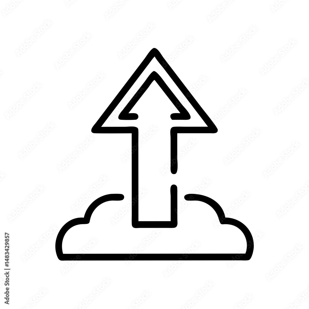 Poster Upward Arrow for Upload Icon Representing File Transfer, Data Submission, and Cloud Upload Functionality
