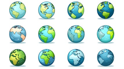 Obraz premium Collection of Cartoon Globe Icons in Vector Illustration for Creative Use