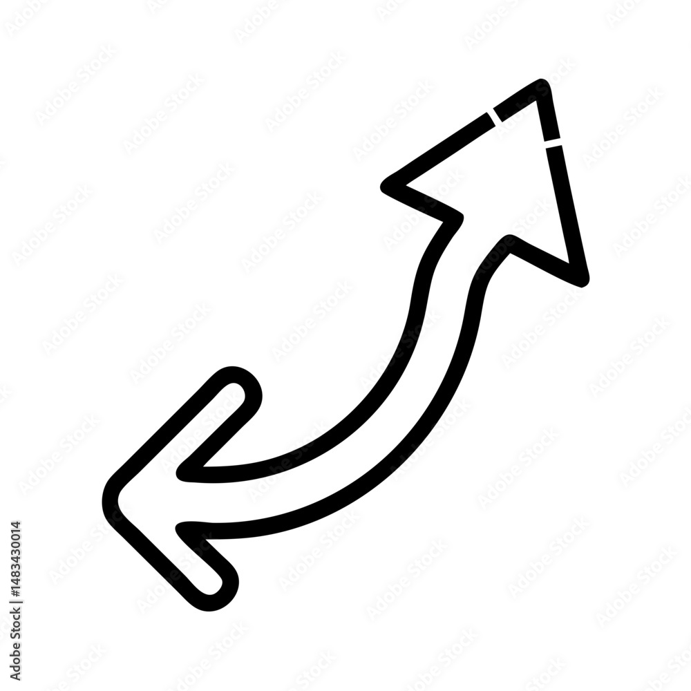 Poster Upward Slanted Navigation Arrow Icon Representing Directional Movement, Forward Progress, and User Interface Guidance