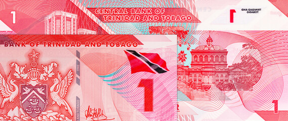 Naklejka premium 1 Dollar Trinidad and Tobago, 2020. Polymer money. Money Trinidad and Tobago.