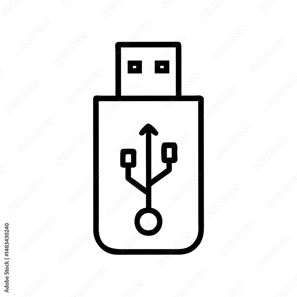 Poster USB Drive Icon Representing Data Storage Device, Portable File Backup, and External Memory Solution
